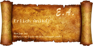 Erlich Anikó névjegykártya