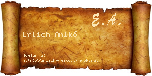Erlich Anikó névjegykártya